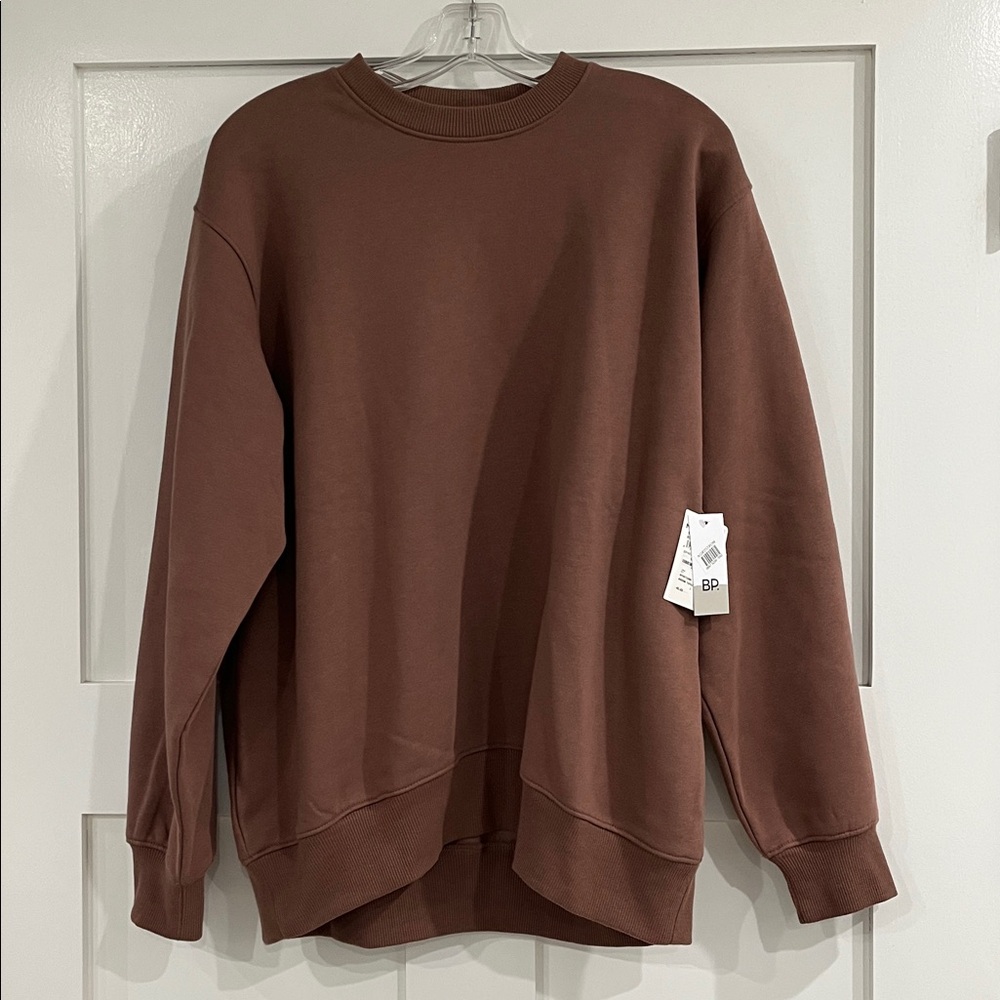 BP. Fleece Oversized Brown Crewneck Sweatshirt Casual Streetwear Size Small